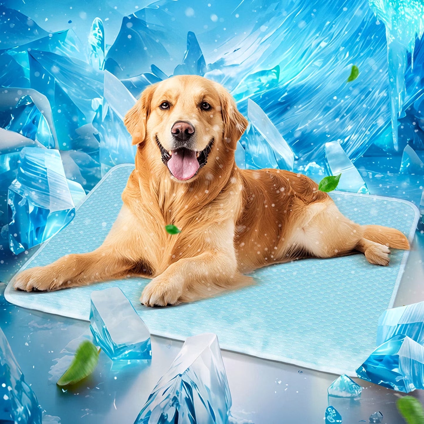 Dog Cooling Mat for Dogs & Cats, Washable Pet Pad with Non-Slip Bottom, Indoor Outdoor Summer Heat Relief, Medium 36X24 Inch, Blue