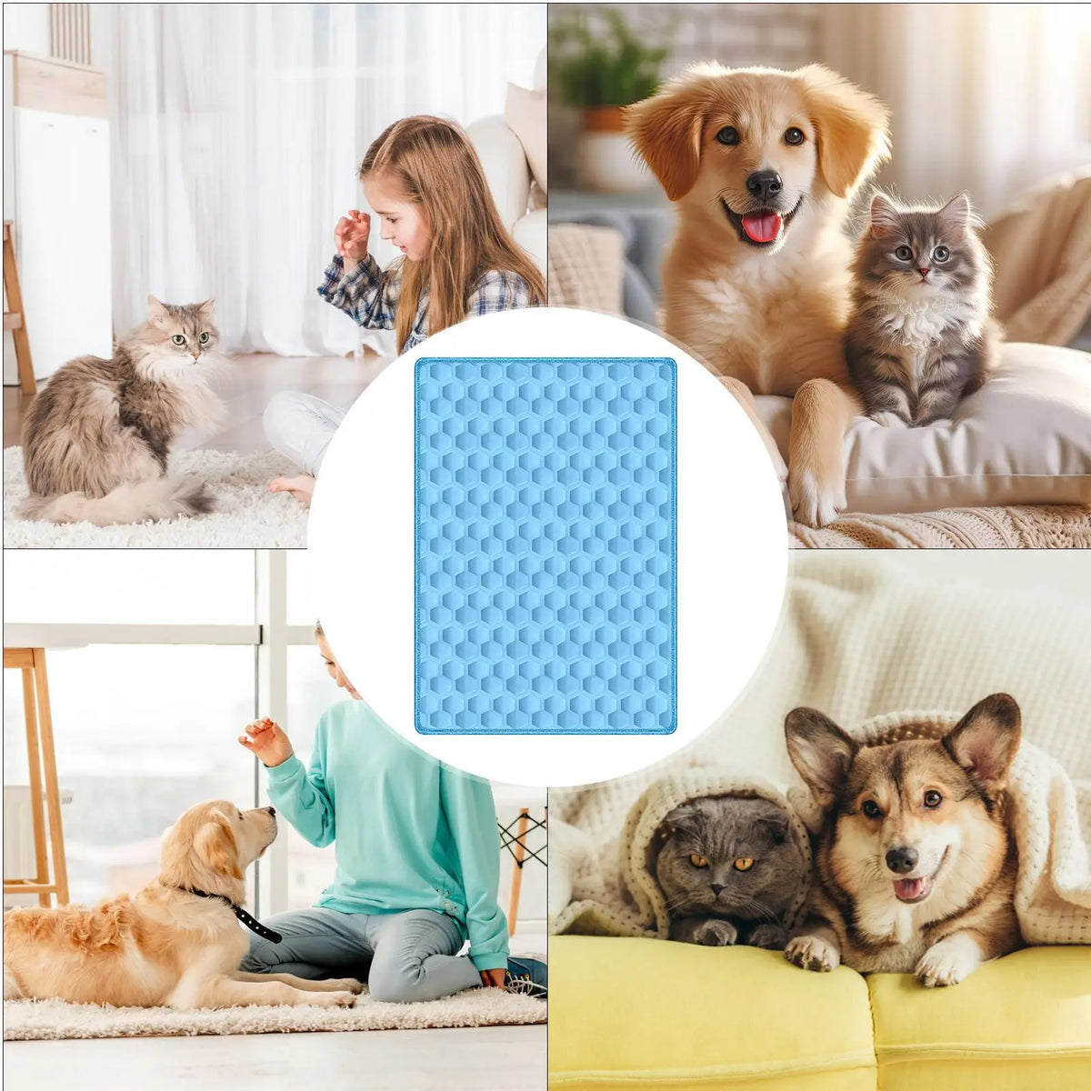 Dog Cooling Mat Hot Summer Non-Slip Cushion Pet Cats Bed Cooling Mat for Small Medium Large Breeds Animals Resting Camping
