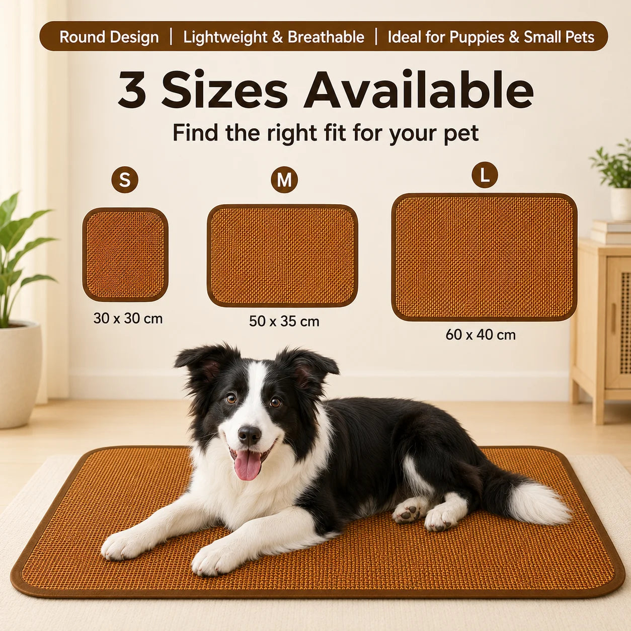 Dog Cooling Mat for Small Dogs Round Woven Summer Pet Pad Breathable Washable Floor Mat for Puppy Cat