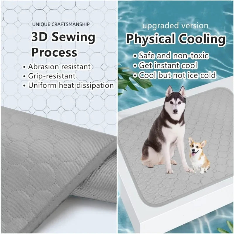 Dog Cooling Mat Dog Cooling Pad for Kennels, Crates, Cars, Indoor & Outdoor Ice Silk Cooling Mat for Extra Large Dogs Puppy Cats