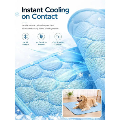 Dog Cooling Mat  No Freeze Needed Dogs Self-cooling Pad Washable Portable Crate Kennel Car Sofa Bed Floor Indoor Outdoor Summer