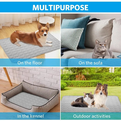 Dog Cooling Mat Dog Cooling Pad for Kennels, Crates, Cars, Indoor & Outdoor Ice Silk Cooling Mat for Extra Large Dogs Puppy Cats