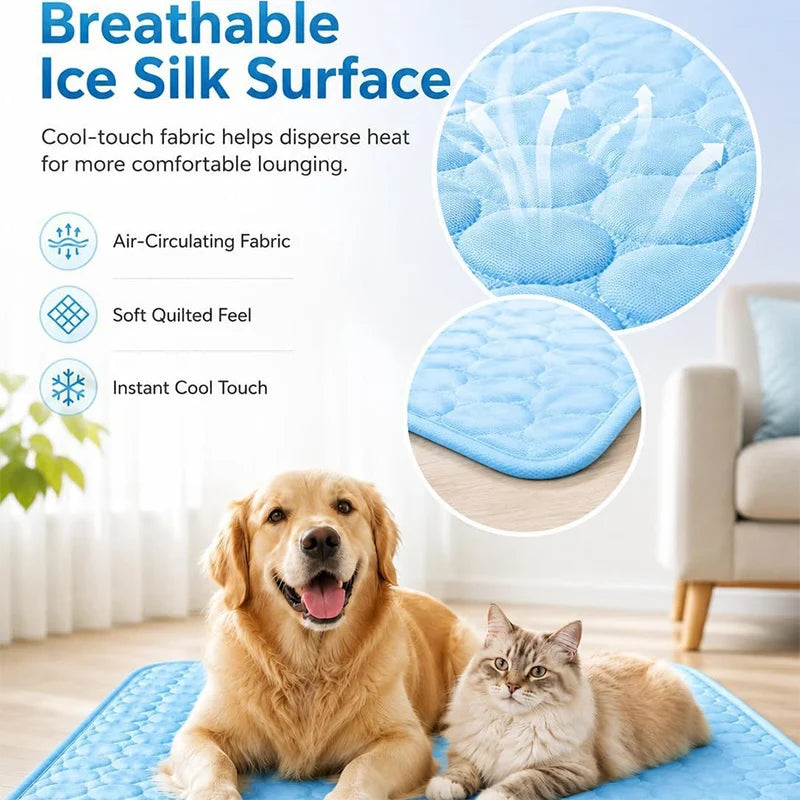 Dog Cooling Mat  No Freeze Needed Dogs Self-cooling Pad Washable Portable Crate Kennel Car Sofa Bed Floor Indoor Outdoor Summer