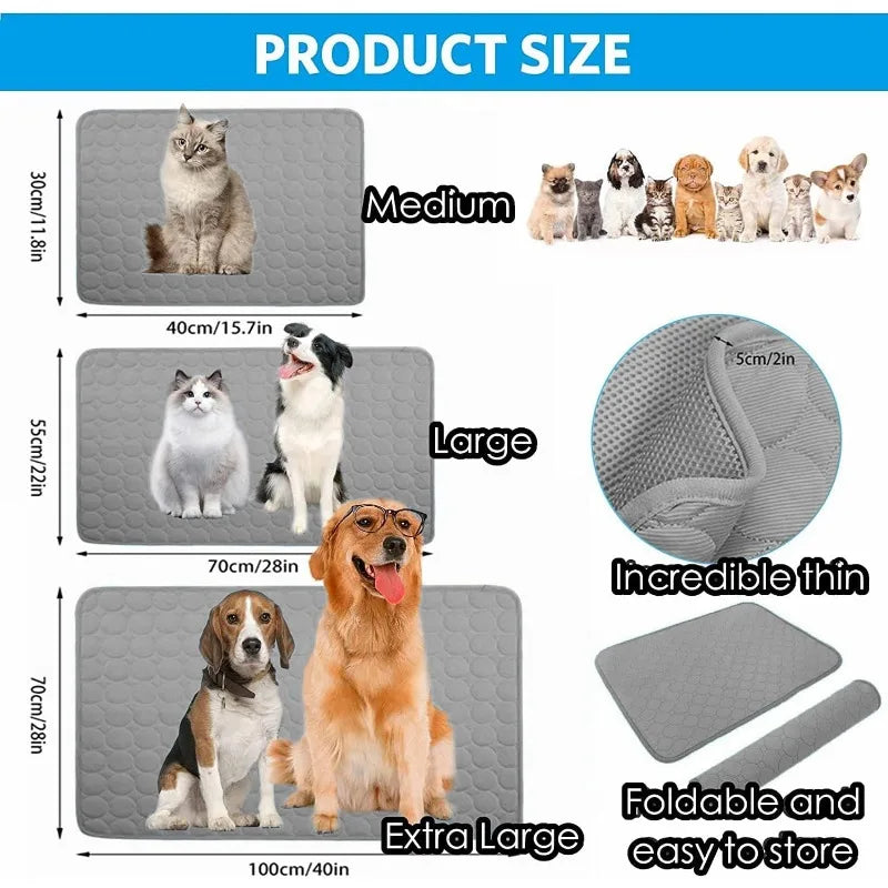 Dog Cooling Mat Dog Cooling Pad for Kennels, Crates, Cars, Indoor & Outdoor Ice Silk Cooling Mat for Extra Large Dogs Puppy Cats