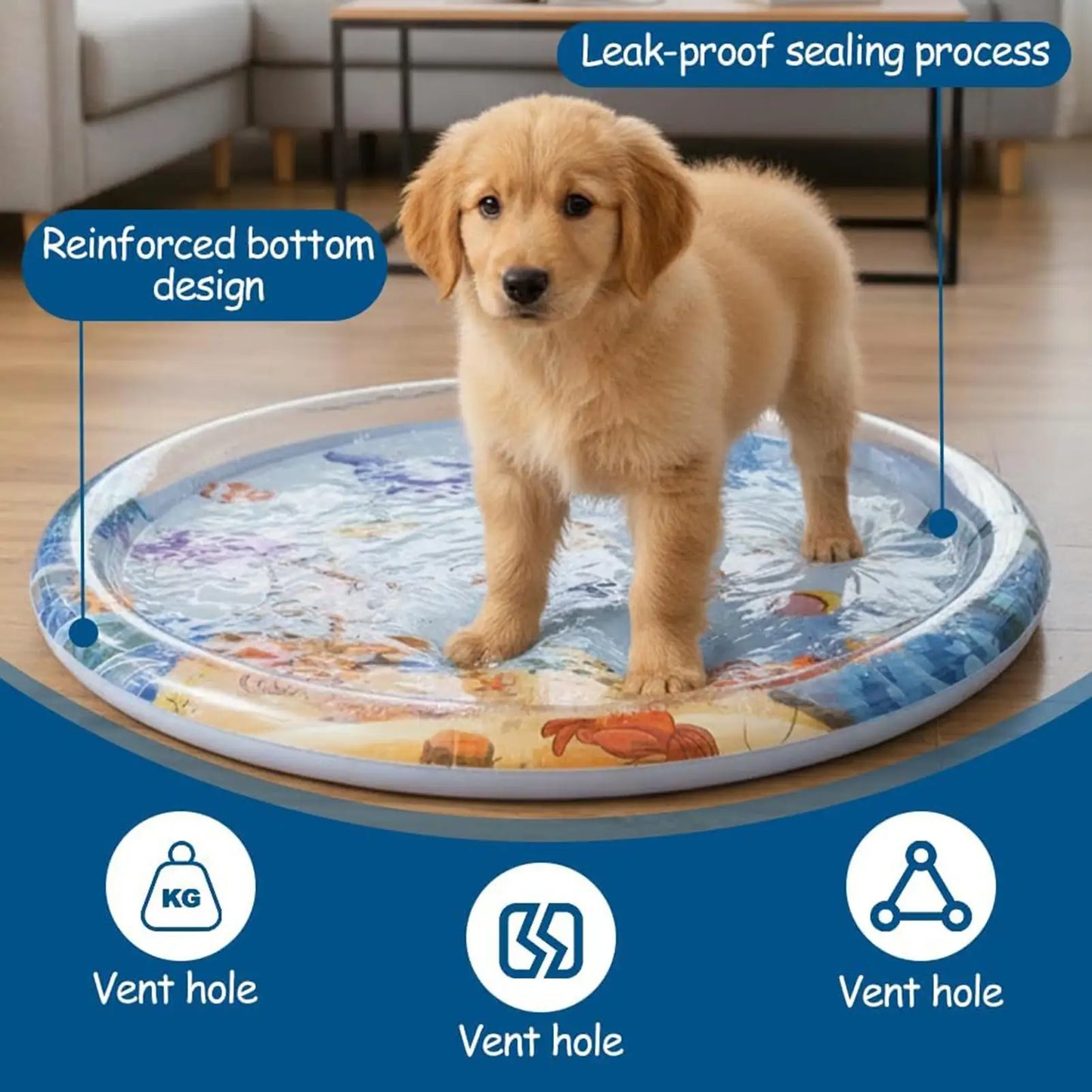 dog Play Mat Interactive Cooling Sensory Cooling dog Water Sensory Mat for Puppy Kitten Indoor Outdoor Home Living Room Bedroom
